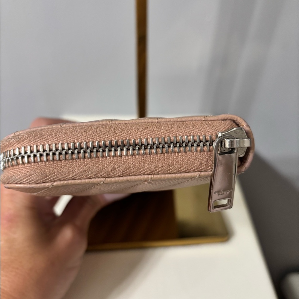 Yves Saint Laurent Blush Caviar Leather Zip Around Wallet - Picture 4 of 9